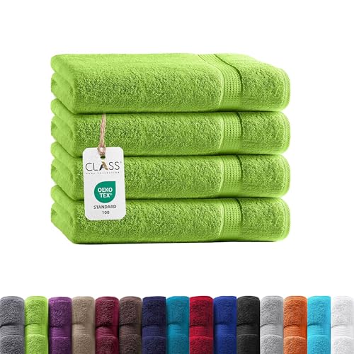 Class Home Collection Frottee Gästetücher 30x50 cm – 4er Set Gästetuch – Besonders weiche & saugfähige Gästetücher aus 100% Baumwolle mit Aufhänger – Apfelgrün