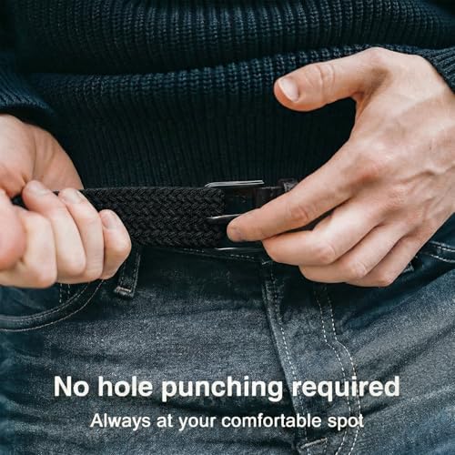 Image of BELTROAD Elastic Braided Belt Mens Golf Belts No-Hole Design Lightweight Breathable Woven Stretch Belt for Golf Casual