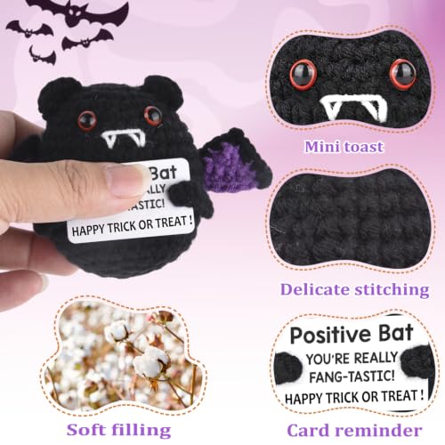Positive Crochet Halloween Bats Gifts for Women Men Office Desk Decor - Image 4