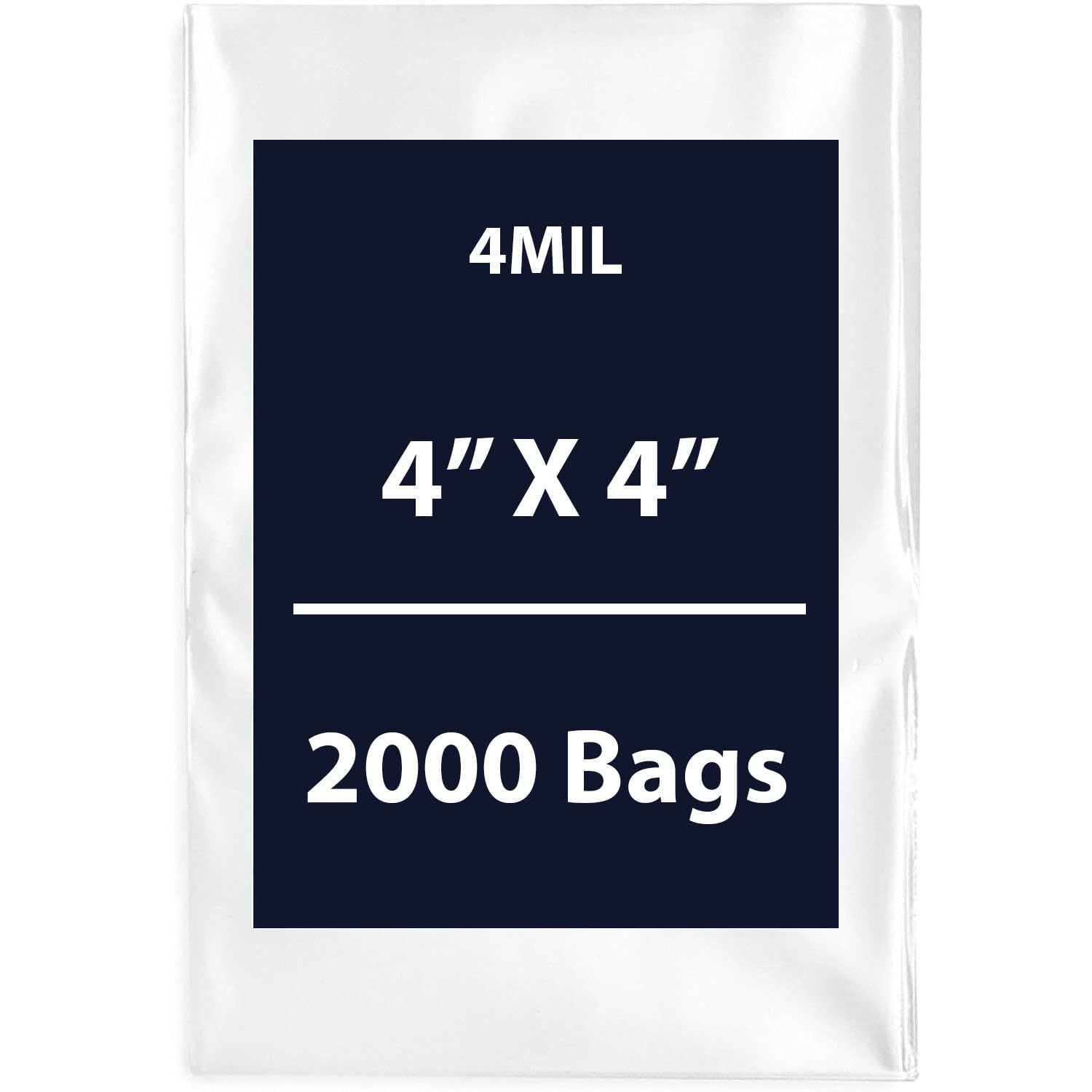 Multiple Sizes Clear Flat Poly Bags, 4Mil 4" X 4" & 2000 Bags | Low-Density Polyethylene (LDPE), Flat Open Top Plastic Packaging Packing | Flexible