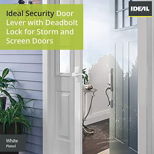 Ideal Security Door Lever With Deadbolt Lock For Storm And Screen Doors, White (2-Piece Set) #TOP1