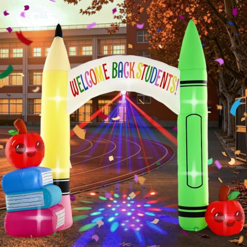 10FT Pencil Arch Inflatable Decoration for Back-to-School Season, with Built-in LED Lights, Suitable for Outdoors, Lawns, Open Spaces, and School Gates