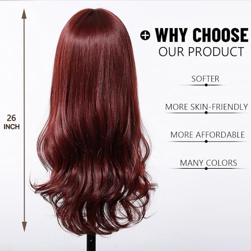 Esmee Long Wavy Burgundy Wigs for Women Natuaral Synthetic Hair Heat Resistant Red Wig for Daily Party Cosplay Use - Image 4