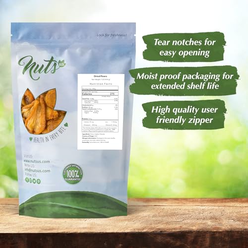 Nuts U.S. - Dried Pears I No Added Sugar I Fresh And Tasty I Non Gmo And Gluten Free I Freshly Packed In Resealable Bags thumb #2