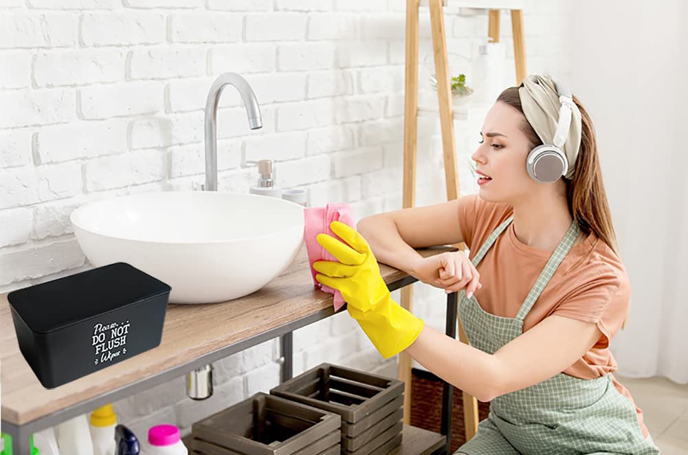 Moorfowl 2 Pack Baby Wipes Dispenser for Bathroom Please DO NOT Flush Wipes Holder Container