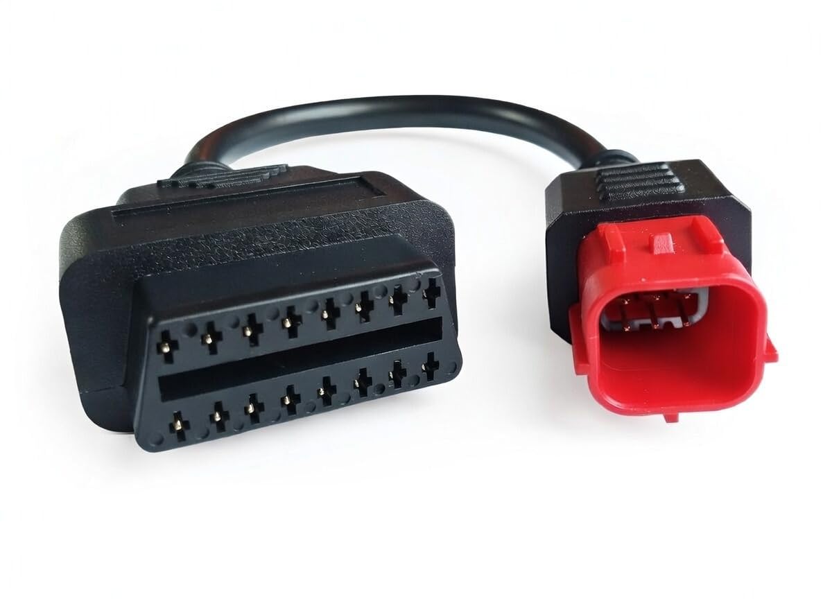 Euro 5 su OBD2 - Cavo adattatore per moto diagnostica 6 poli a 16 pin, cavo canbus per dati dal vivo e lettura di codici di errore, Plug & Play