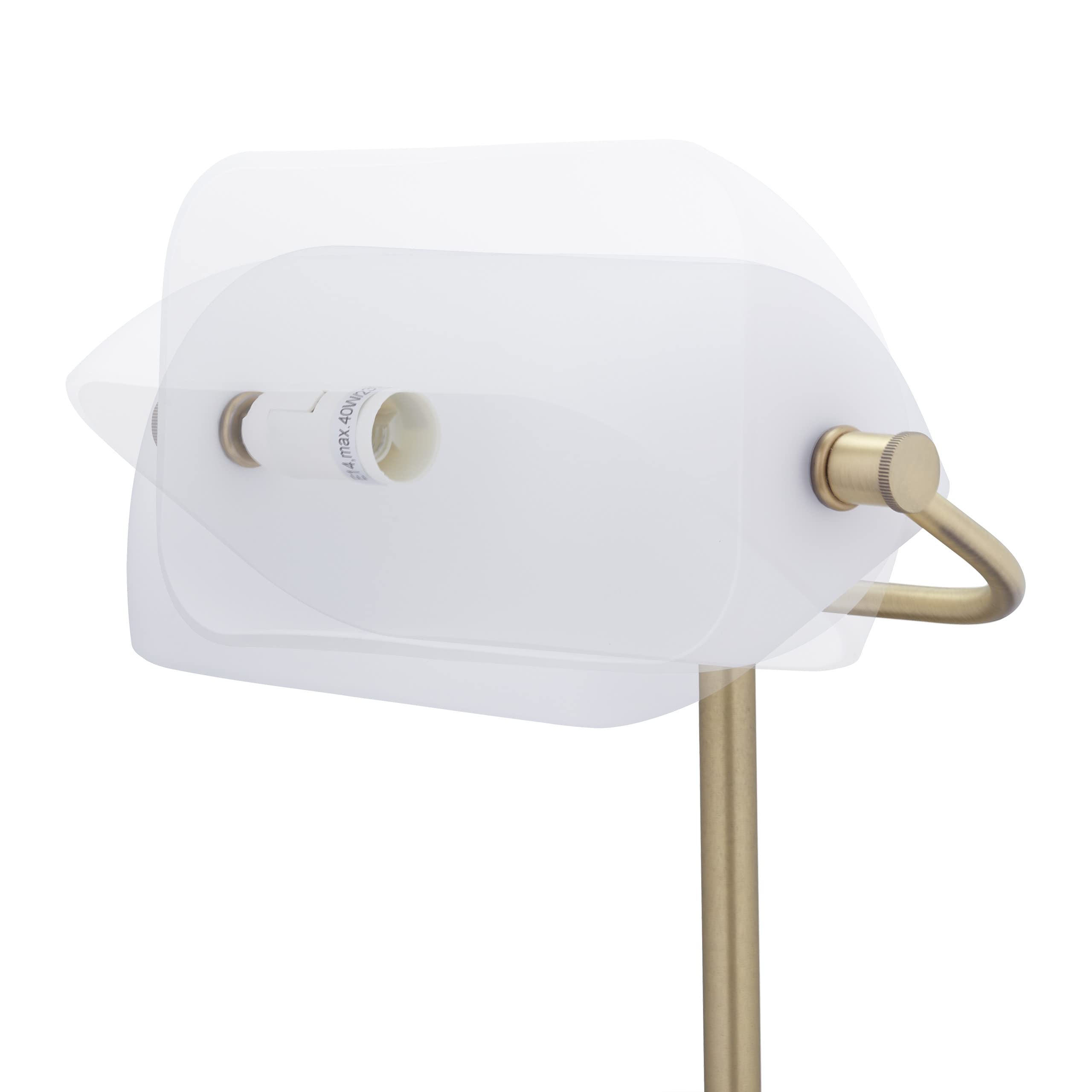 Relaxdays Bankerlampe Schreibtischlampe Retro, weiß/messing | Bibliothekslampe