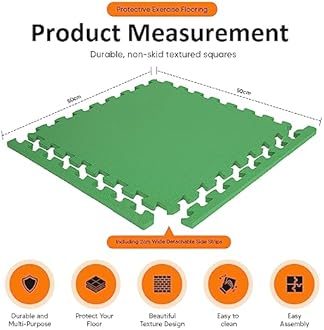 BIGGAMATS Gym Flooring Mat, EVA Foam Exercise Mats, Interlocking Non-Slip Sport Mats, Home Workout, Kids Playmat, Pet Mats and Protective Swimming Pool, Hot Tub Outdoor Underlay Matting 50cm x 50cm