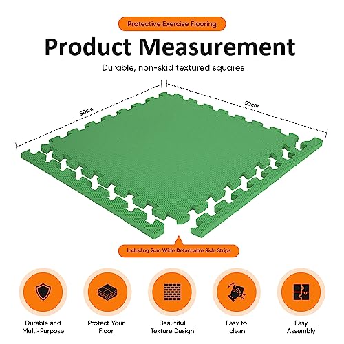 BIGGAMATS Gym Flooring Mat, EVA Foam Exercise Mats, Interlocking Non-Slip Sport Mats, Home Workout, Kids Playmat, Pet Mats and Protective Swimming Pool, Hot Tub Outdoor Underlay Matting 50cm x 50cm