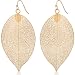 Humble Chic Filigree Leaf Earrings - Lightweight Cutout Oversized Drop Dangles, Gold-Tone