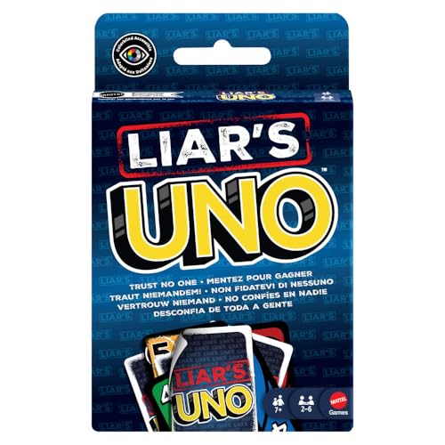 Image of Mattel Games Liar's UNO Card Game for Adults, Kids, Families, Parties & Game Nights, Travel Fun, Outwit Other Players with Bluffing & Trickery