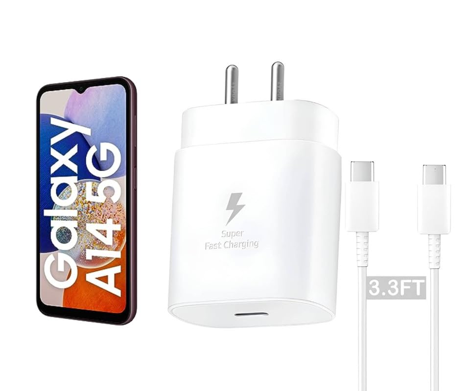 Image of 25W Type C Charger for Samsung Galaxy A14 5G | USB C to C Port Super Fast Charging Adapter for Galaxy Tab S9 Ultra /S9 Fe /S9 plus /S9 /A9 /A9 Plus /S8, 25 w Quick Mobile Phone Adaptor USB-C Device, White