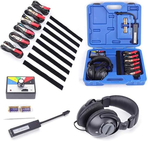 Car Electronic Stethoscope, Ultrasonic Air Leak Detector, 6 Channel Car Chassis System Ears Stethoscope Diagnostic Kit, Car Noise Finder Diagnostic Listening Device 100Hz~10kHz