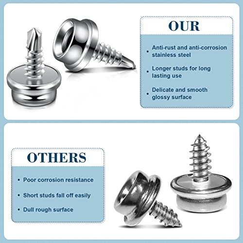 Boat Canvas Snaps Stainless Steel Screw Boat Cover Snaps Metal Snaps 3/8 Inch Socket Snap Screw Stud Canvas Snap Tool For Boat Covers (24 Pcs) #TOP3