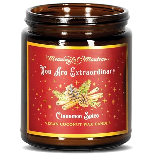 MEANINGFUL MANTRAS Scented Candles - Candles for Women - Aromatherapy Candles - Essential Oil Candle You are Extraordinary Cinnamon, Cardamom and Clove Holiday Candle - Special Limited Edition