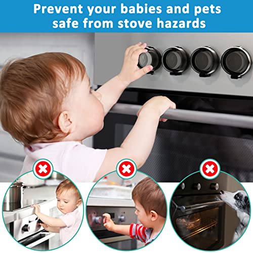 image for Stove Knob Covers for Child Safety - 5 Pack Babepai Upgraded Double-Ke