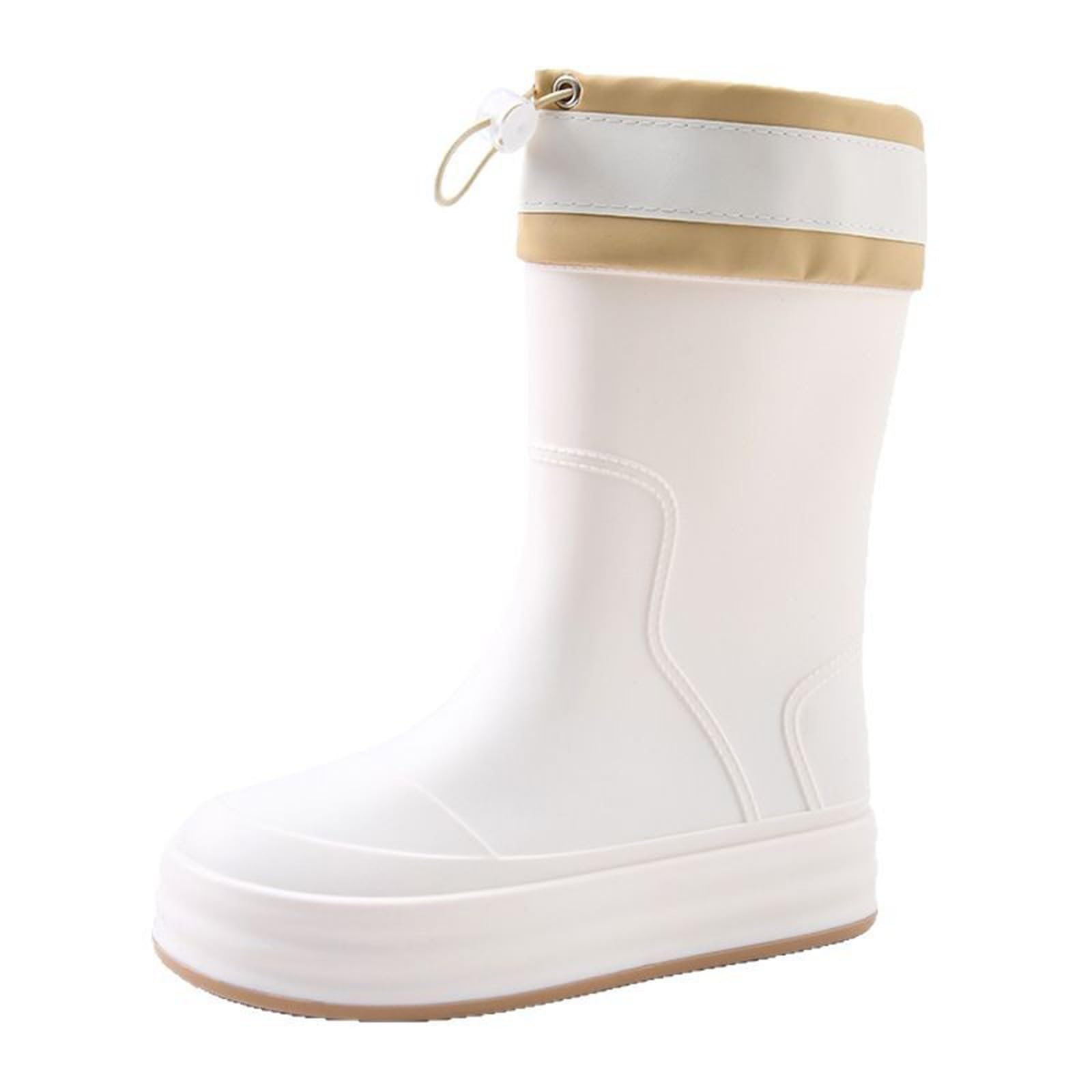 Generisch Bottes en caoutchouc pieds nus pour femme - Bottes de pluie imperméables avec mi-mollet - Bottes en caoutchouc pliables avec tige réglable - Semelle antidérapante - Chaussures légères