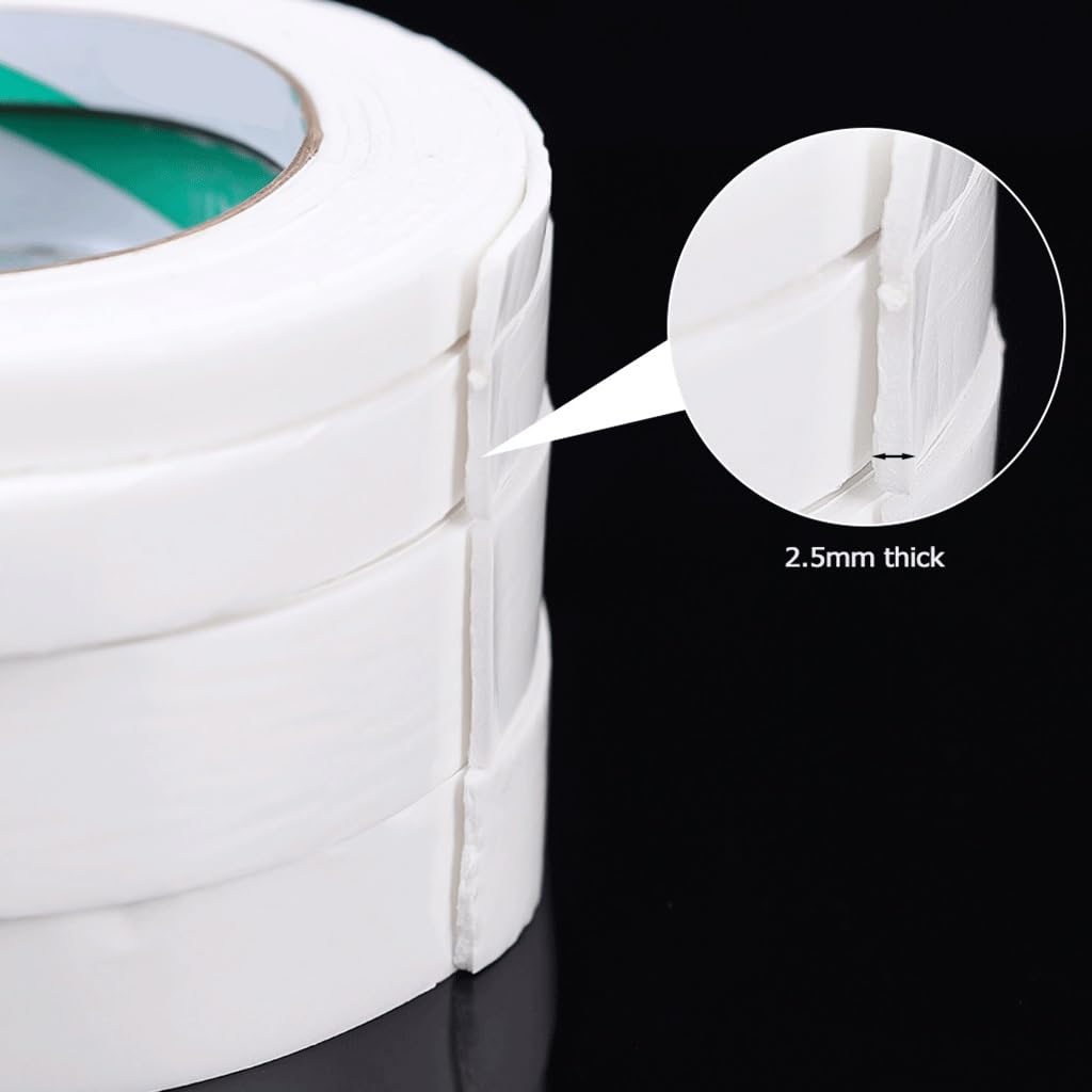 Nastro di Schiuma, Nastro Biadesivo in Schiuma Bianca spugnata da 3 Metri, for Il Montaggio di Cuscinetti di Fissaggio, Nastro Biadesivo Super Resistente(Width 3cm)