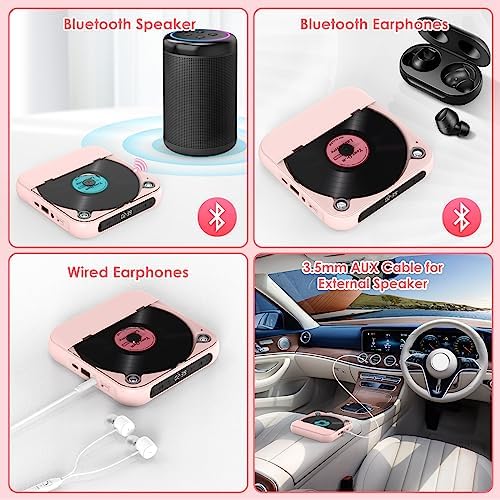 KOVCDVI Lecteur CD Portable avec Bluetooth et Batterie Rechargeable 1200mAh Lecteurs CD avec