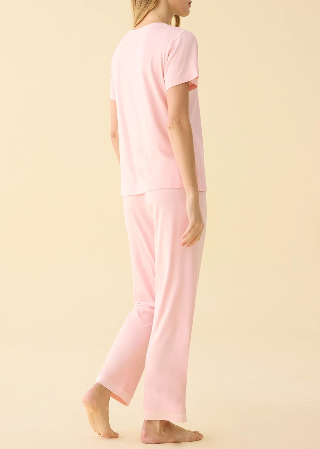 Latuza Women's V-neck Sleepwear Short Sleeves Top with Pants Pajama Set - Image 4