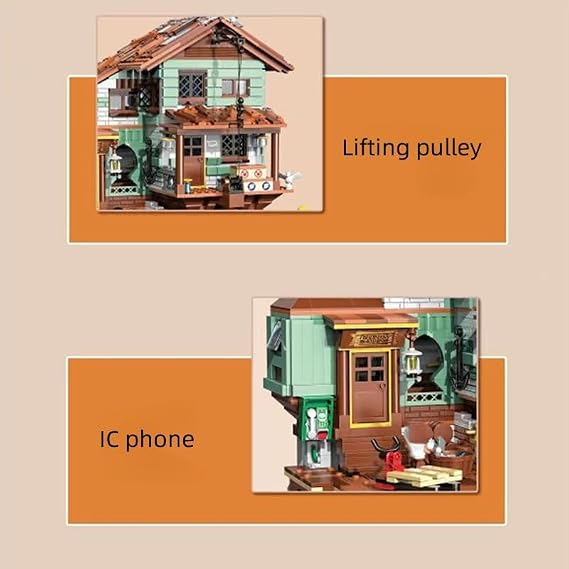 Modular House Building Set, 2100 Pcs Fisherman's Wharf Mini Bricks Building Set, Architecture House Building Model Set, Construction Toy Sets for Teens and Adults (00421)