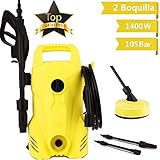 Limpiadora a presión tiene 2 ruedas y un asa retráctil para un diseño compacto y fácil de transportar. La manguera y los accesorios se pueden almacenar directamente en la unidad, ahorrando espacio.