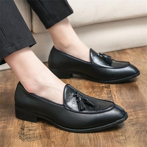 Men's Leather Tassels Slip-On Dress Loafers Fashion Casual Flats Moccasin Boat Shoes for Business Formal Work Office Penny Smoking Shoes2