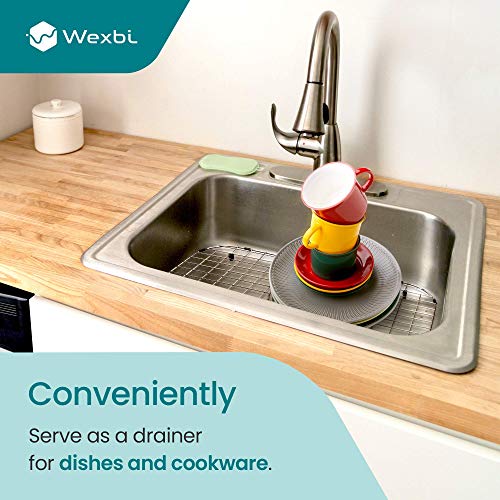 Wexbi-Home Sink Bottom Grid Protector Drying Rack With Draining Hole - Sink Rack For Bottom Of Sink Stainless Steel Kitchen Sink Protector 26 1/16" X 14 1/16" #TOP3