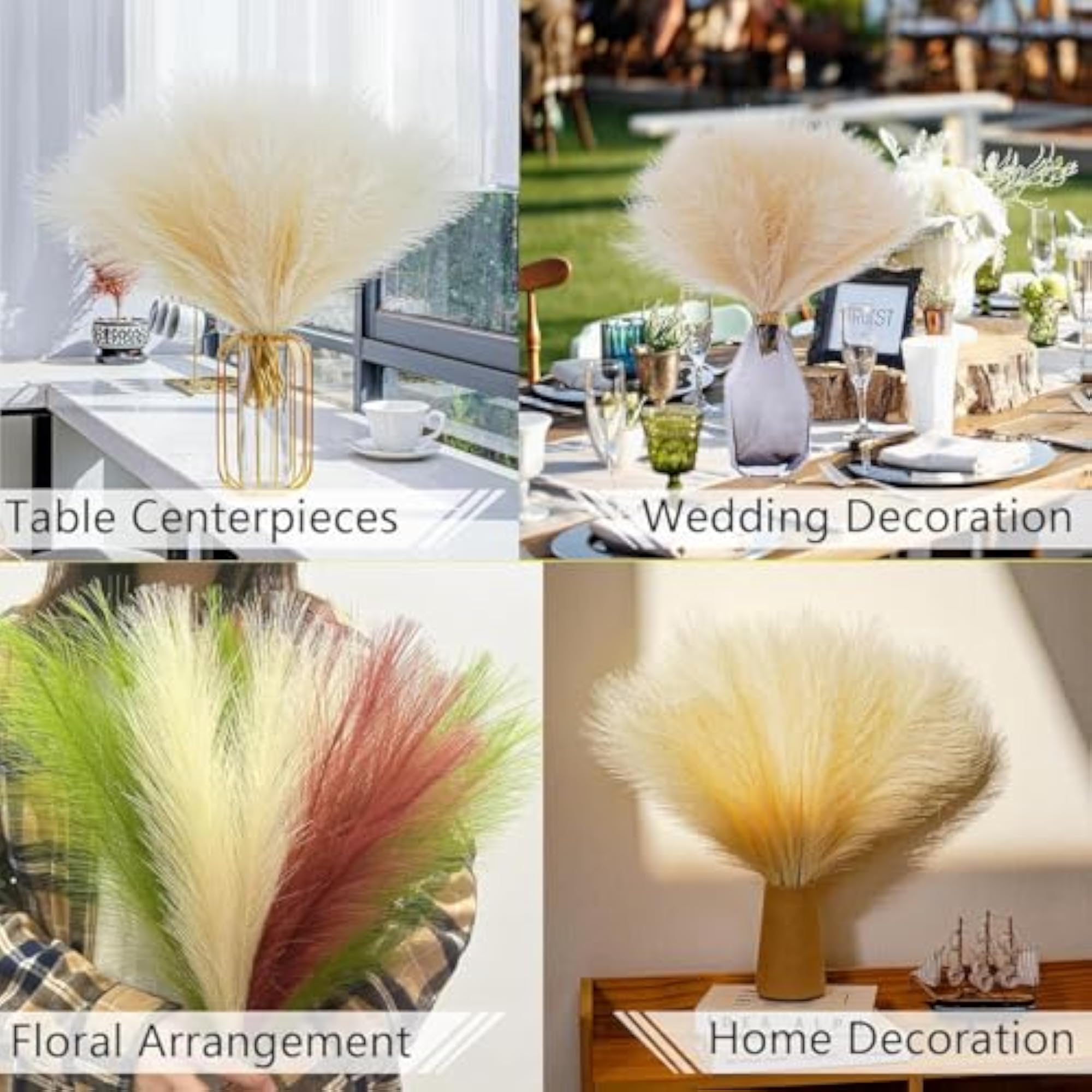 Decorative Dried Pampas Grass Sticks, Pack of 3