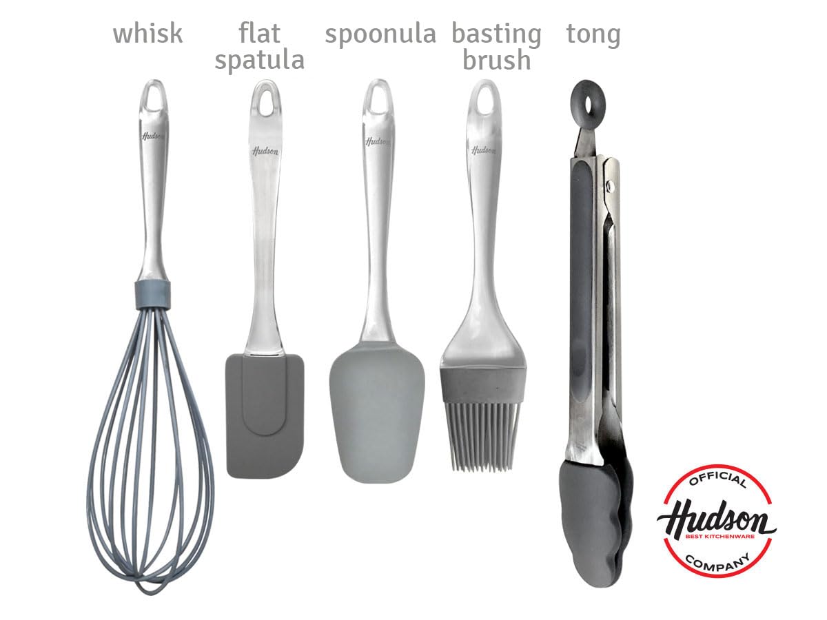 HUDSON 5-Piece Silicone Utensil Set with Hanging Base