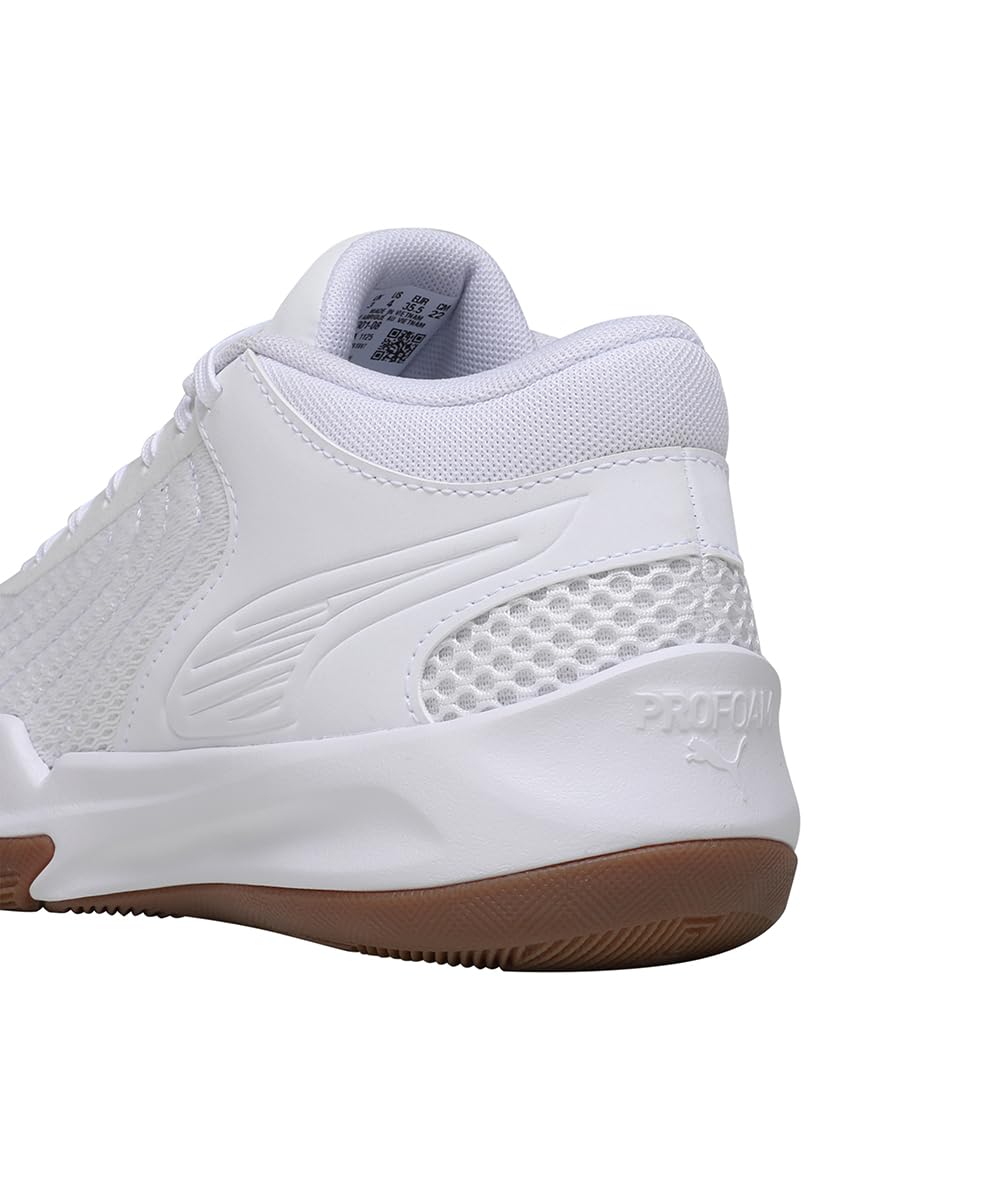 PUMA | Court Pro 2 Youth Basketball Shoes | White-Gum | 3UK 2