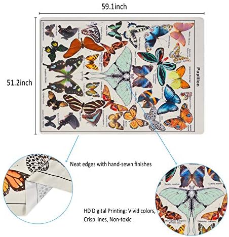 Butterfly Tapestry Wall Hanging - Popular Vintage Tapestry French Types of Papillons Butterfly Room Decor Aesthetic Tapestry for Bedroom, Living Room and Dorm (Beige,59x51 Inches)