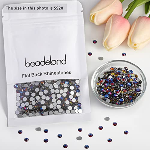 Image of Beadsland Flat Back Crystal Rhinestones, Blue Volcano, SS20, 2880pcs | Flatback Glass Gems, 4.6-4.8mm, for Nail Art Craft, Glue Fix