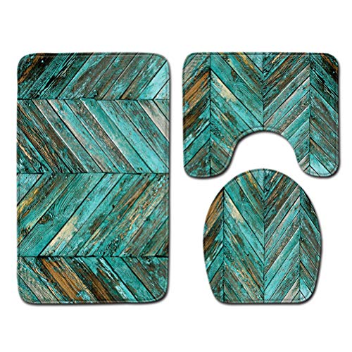 N A 3-teilige rutschfeste Badematten-Sets, weicher Badezimmerteppich Badezimmerdekoration Teppichabdeckung…