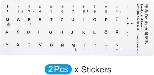 Miniatura 3 de PATIKIL Calcomanías de diseño de teclado alemán, paquete de 2 fundas universales de repuesto para teclados de computadora de escritorio, fondo