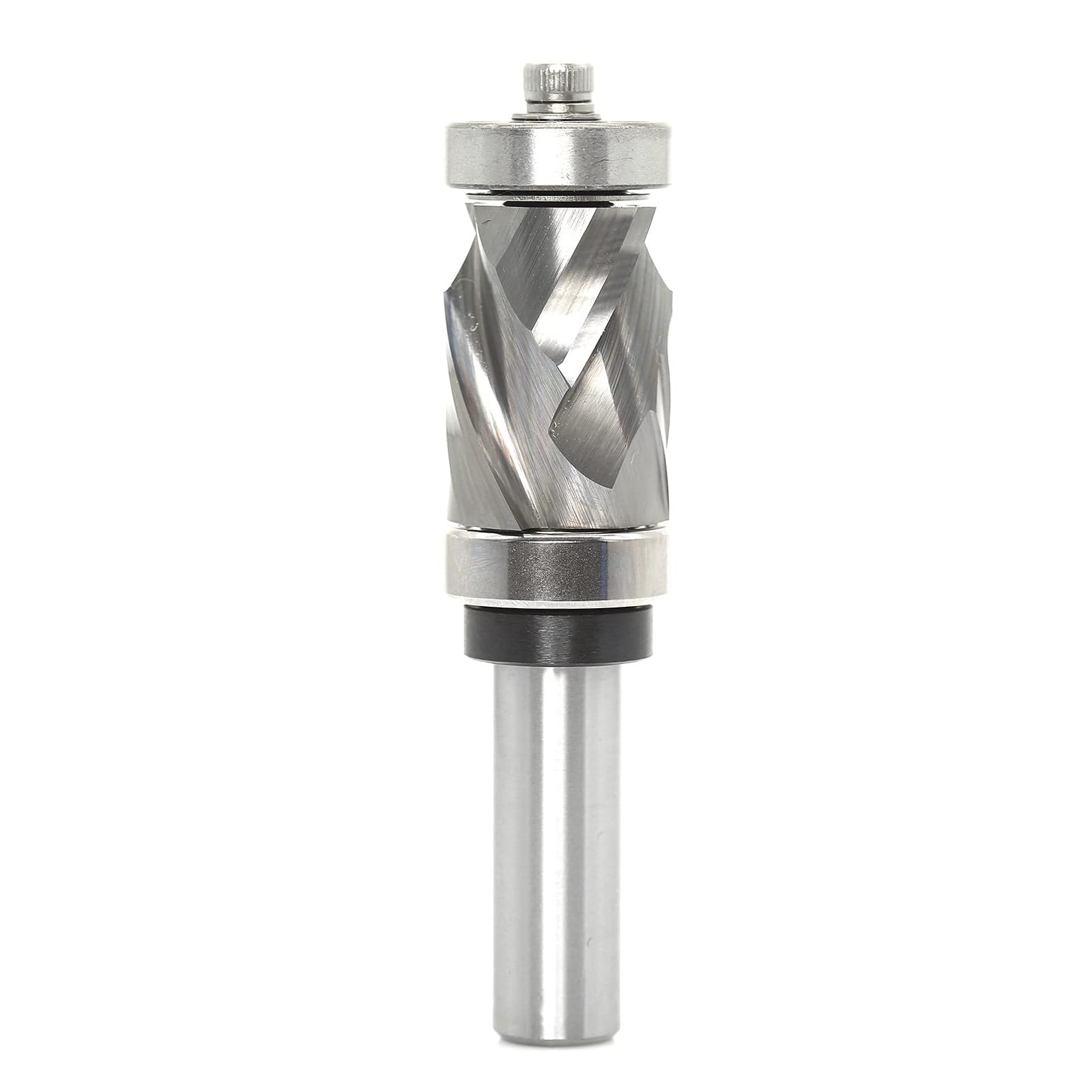 Broca de compresión en espiral para enrutador de 1,27 cm, vástago de 1,27 cm, diámetro de corte de 7/8 pulgadas, con plantilla de rodamiento superior e inferior, broca de compresión de