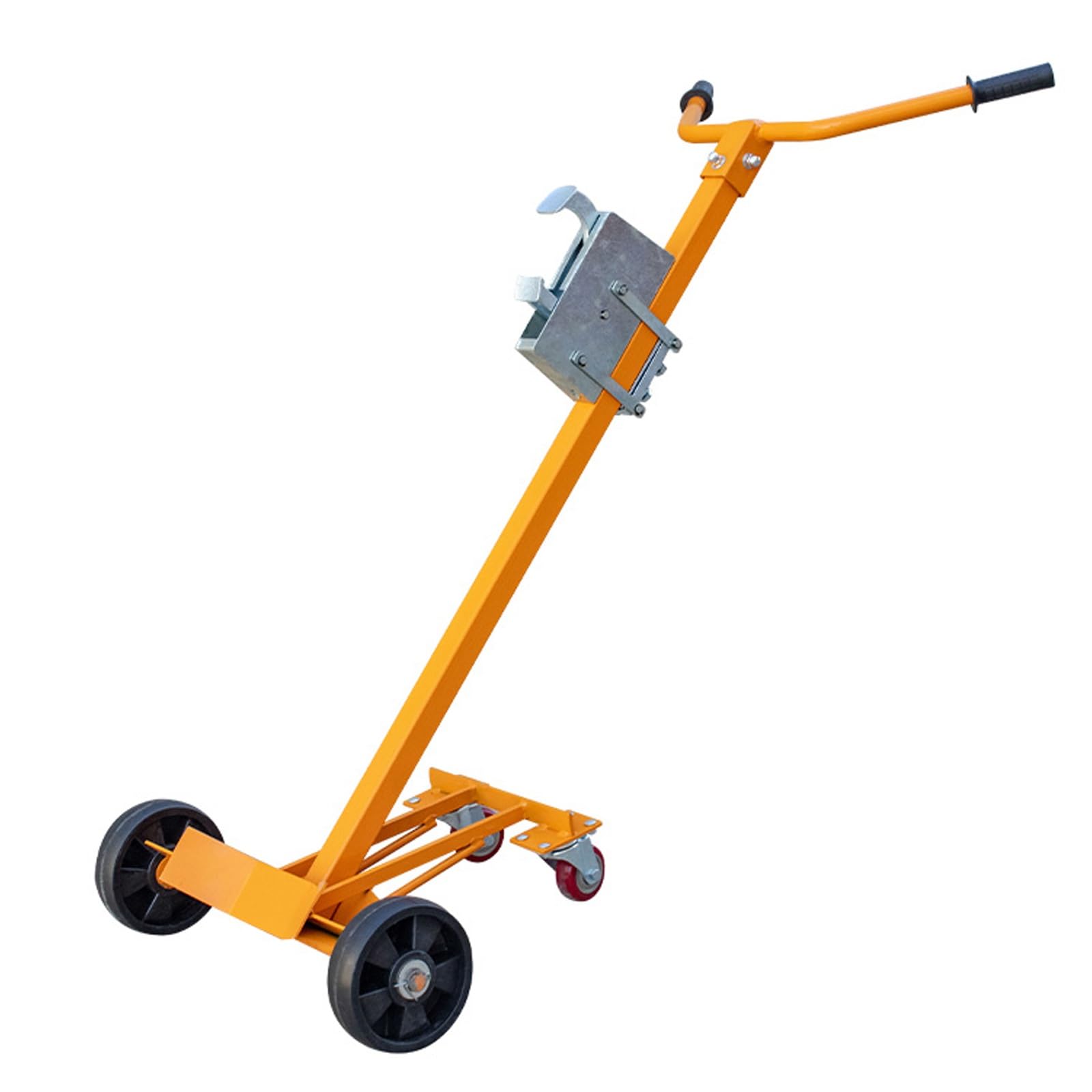 Carrello per Fusti di Petrolio, Carrello in Acciaio Inclinabile, con Ruote in Nylon, con Gancio per Campanello e Barra di Supporto, per Uso Industriale
