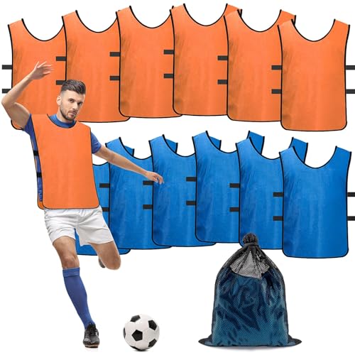 Scrimmage Training Vest (12 Pack) Team Sports Pinnies Jerseys for Adult Youth Soccer Bibs Practice Jerseys
