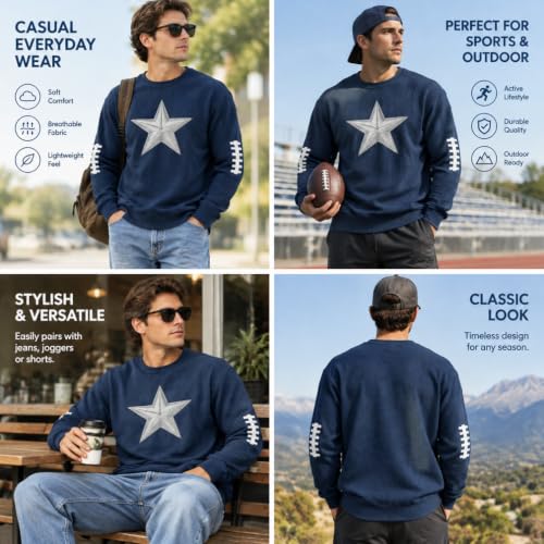 Elneeya Mens Game Day Shirt Rugby Waffle Retro Football Sweatshirt - image 5