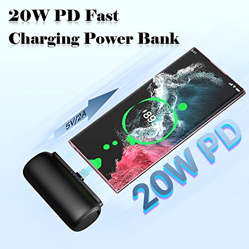 [5500Mah] Small Usb-C Portable Charger Power Bank, 20W Pd Input And Output Fast-Charging External Battery Pack Compatible With Samsung Galaxy S22/S21/S21, Google Nexus 6/5/4, Lg G8/G7/G6 Etc- Black #TOP6