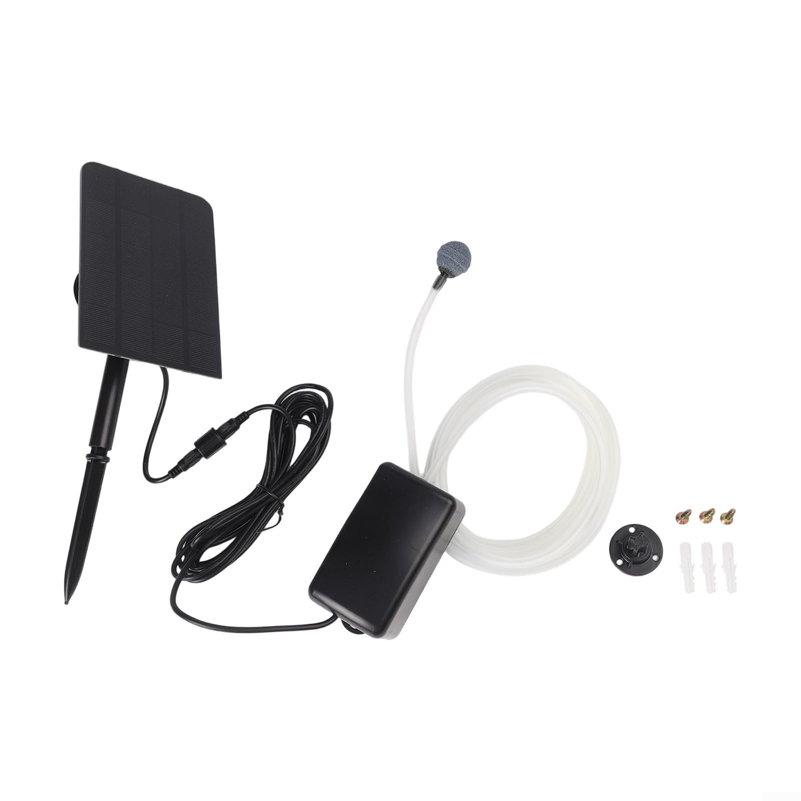 Pompe à oxygène solaire 2,5 W 6 V Panneau monocristallin pour aération d'aquarium et bassin avec sortie de bulle de 0,8 L par minute Ligne de connexion Noir