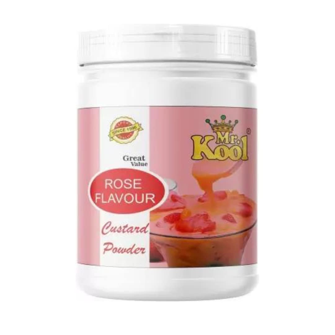 Mr. Kool Custard Powder Rose Flavor 800 Gm Jar – Perfect for Making Delicious Fruit Custard, Puddings, Pancakes & More – Ideal for Sweet Desserts & Baking