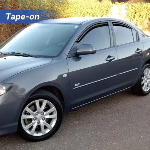 Image of Window Visors Rain Guards Shield for 2004-2009 Mazda 3 Sedan, Out-Channel Window Vent Wind Deflectors Visors Shades for 04-09 Mazda 3 (Not for Mazda 3 Hatchback)