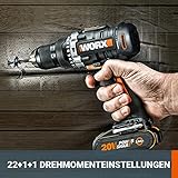 WORX WX372 Akku Schlagbohrschrauber Set mit 20V Schlagbohrschrauber, 2 Li-Ion Akkus, Schnell-Ladegerät, Doppelbit & Koffer / 50Nm, 2-Gang-Getriebe & LED-Licht – zum Schrauben, Bohren & Schlagbohren - 2