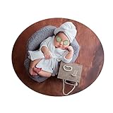 Newborn Monthly Baby Photo Props Bathrobes with Towel Sets for Boys Girls Photography (White)