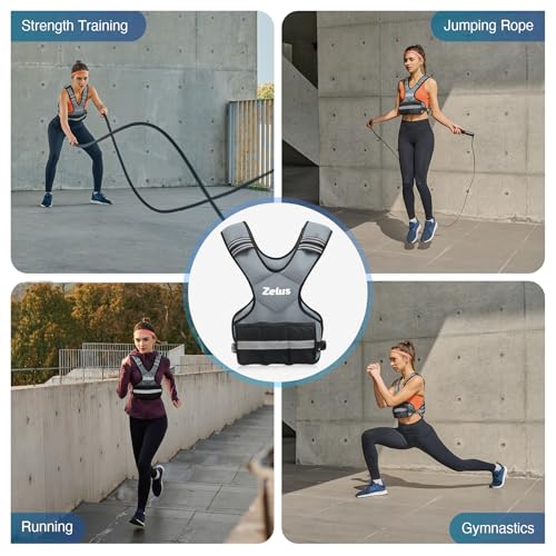 Image of ZELUS Weighted Vest for Men and Women | 4-10lb /11-20lb /20-32lb Vest with 6 Ironsand Weights for Home Workouts | Adjustable Body Weight Vest Exercise Set for Cardio and Strength Training