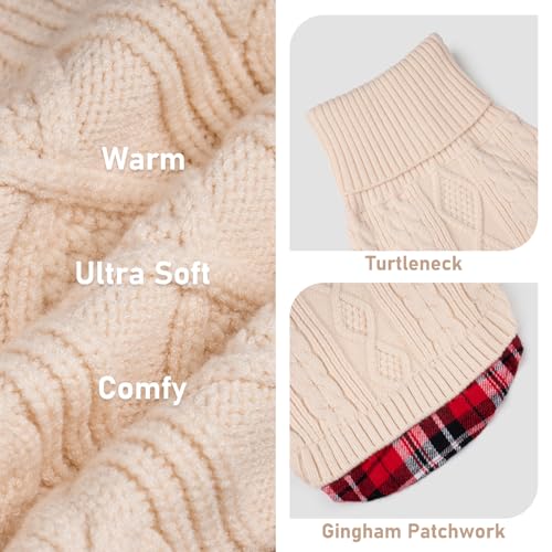 Image of KYEESE Dog Sweater for Large Dogs Turtleneck Thick Knit Pullover | Stretchy Fit, Lightweight & Warm, Cozy Knit Comfort, Classic Plaid Design, Gentle on Sensitive Skin, Winter Daily Wear