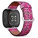 CJBROES Replacement Leather Watch Band, Compatible with Fitbit Versa 3 and Fitbit Sense of Wristband Bracelet Accessory - Ethnic Floral Orange