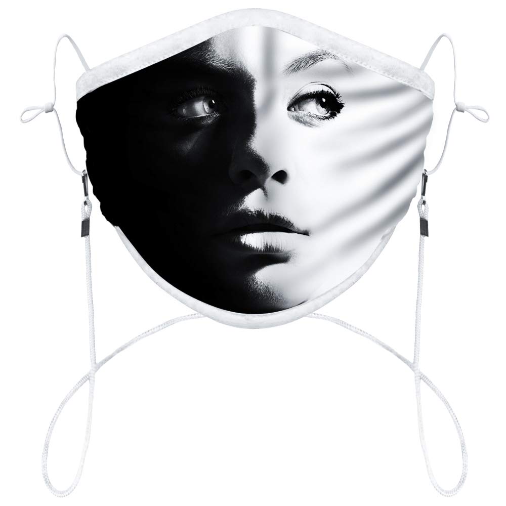 Women Stylish Cloth Face Mask Adjustable Earloop, Girls Hanging Lightweight Face Cover - Breathable & Reusable