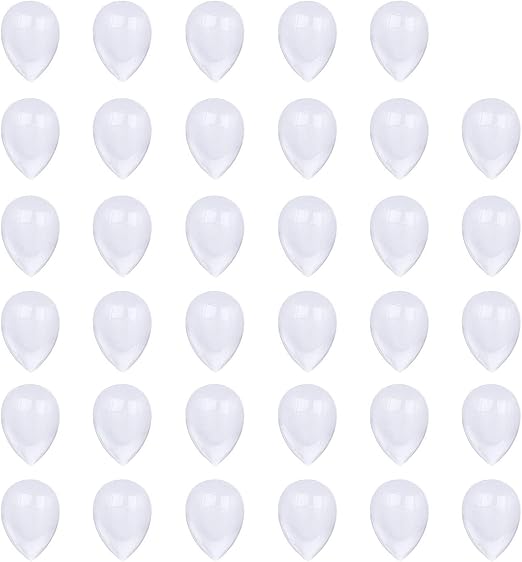 HAUTOCO 72pcs Teardrop Glass Cabochons 18x25mm Flat Back Clear Cabochon Dome Tiles Non-calibrated for Cameo Pendant Photo Craft Jewelry Making